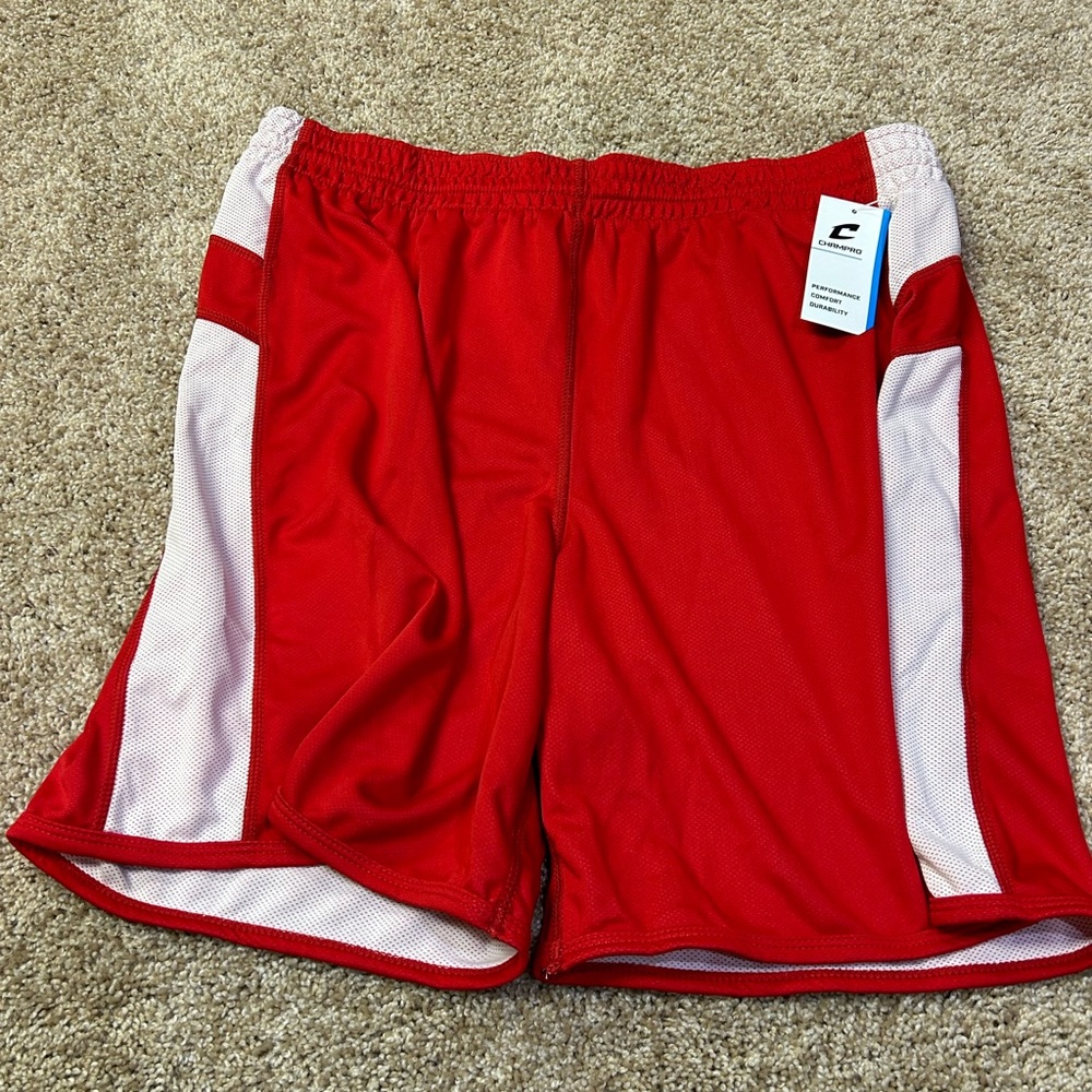 Champ Pro Athletic Shorts Size XL and 2X Red and White
